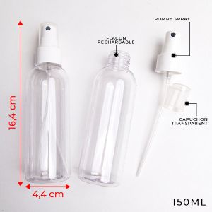 Mini-spray en verre transparent de 3ml avec bouchon vaporisateur